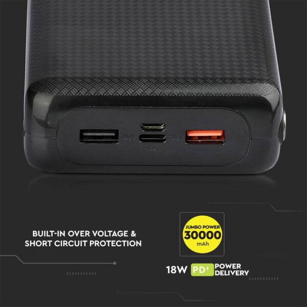 Power Bank 30000mAh Μαύρο V-TAC – 8901
