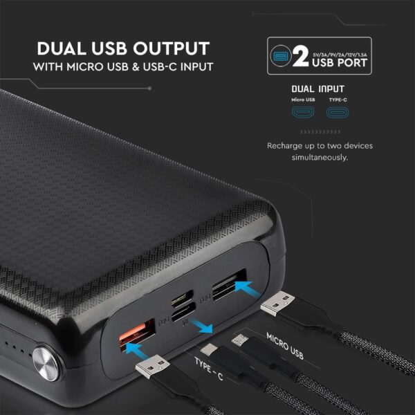 Power Bank 30000mAh Μαύρο V-TAC – 8901