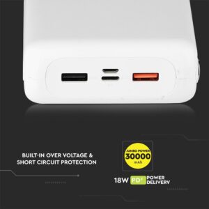 Power Bank 30000mAh Λευκό V-TAC – 8902