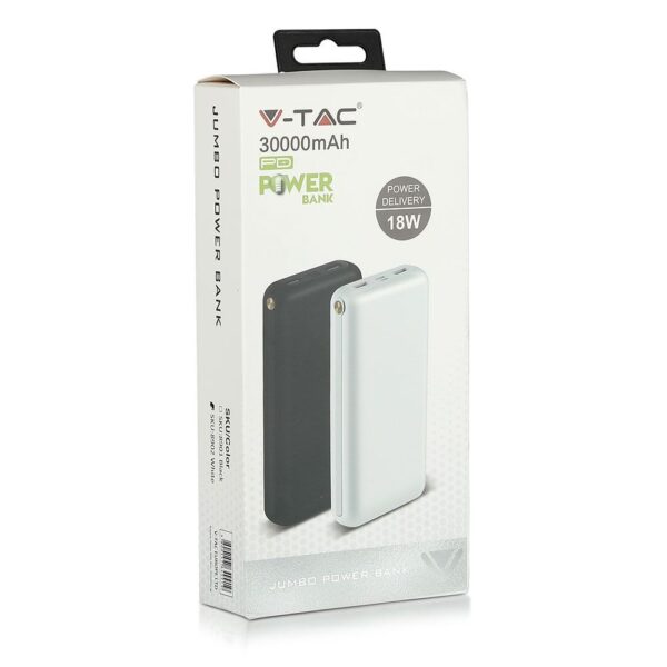 Power Bank 30000mAh Λευκό V-TAC – 8902
