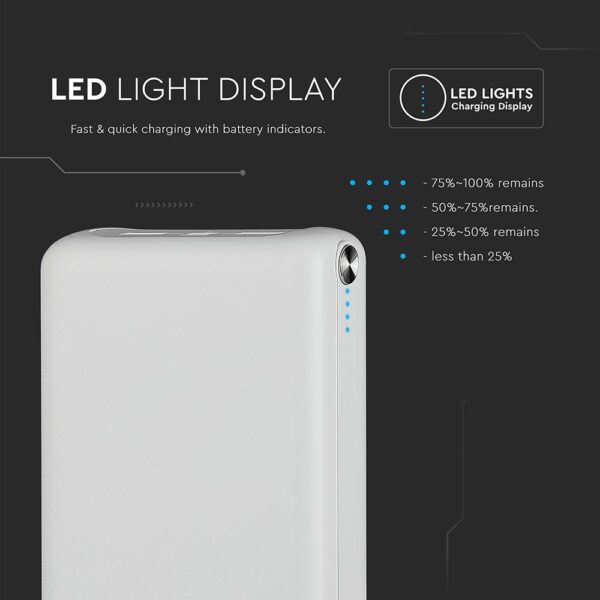 Power Bank 30000mAh Λευκό V-TAC – 8902