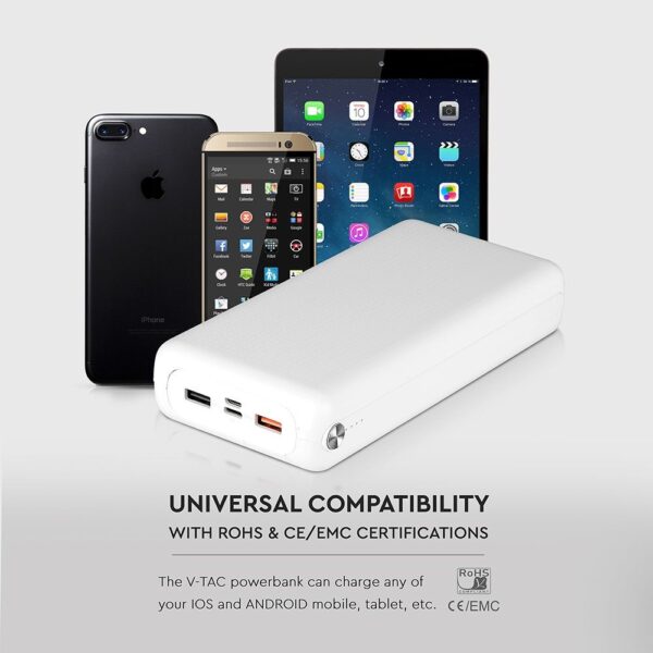 Power Bank 30000mAh Λευκό V-TAC – 8902
