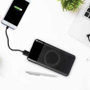Power Bank 10000mAh, ασύρματο, μαύρο σώμα με 2 θύρες USB + TYPE C και ψηφιακή οθόνη V-TAC – 8905