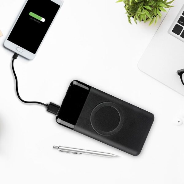 Power Bank 10000mAh, ασύρματο, μαύρο σώμα με 2 θύρες USB + TYPE C και ψηφιακή οθόνη V-TAC – 8905