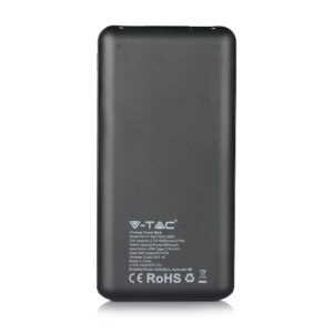 Power Bank 10000mAh, ασύρματο, μαύρο σώμα με 2 θύρες USB + TYPE C και ψηφιακή οθόνη V-TAC – 8905