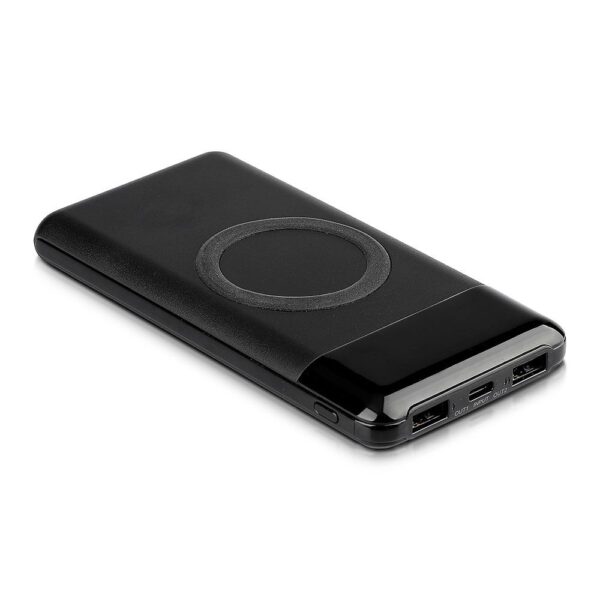 Power Bank 10000mAh, ασύρματο, μαύρο σώμα με 2 θύρες USB + TYPE C και ψηφιακή οθόνη V-TAC - 8905