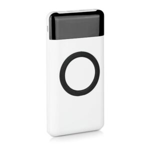 Power Bank 10000mAh, ασύρματο, λευκό σώμα με 2 θύρες USB + TYPE C και ψηφιακή οθόνη V-TAC – 8906