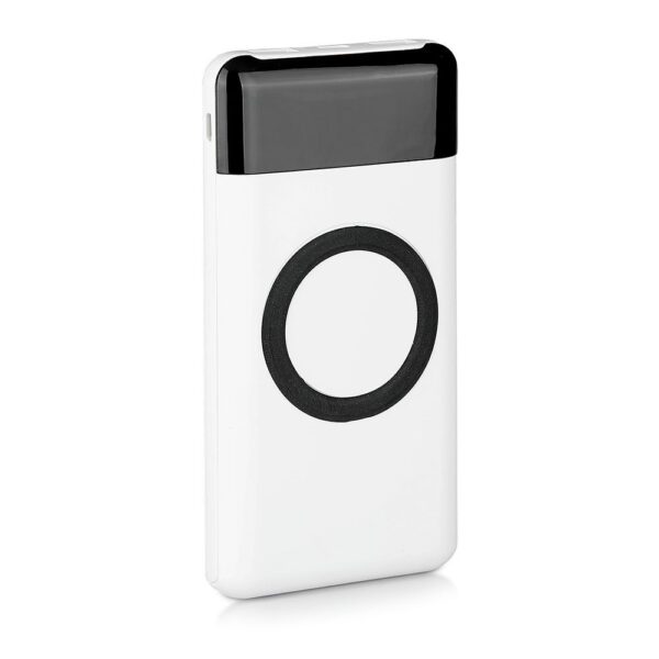 Power Bank 10000mAh, ασύρματο, λευκό σώμα με 2 θύρες USB + TYPE C και ψηφιακή οθόνη V-TAC – 8906