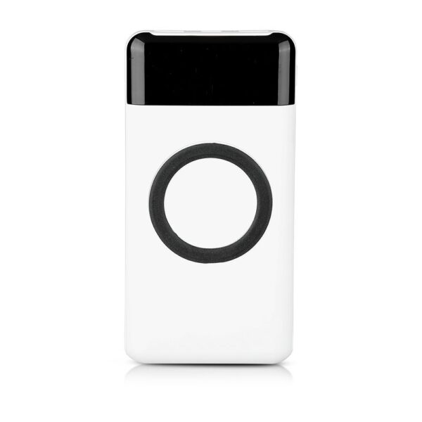 Power Bank 10000mAh, ασύρματο, λευκό σώμα με 2 θύρες USB + TYPE C και ψηφιακή οθόνη V-TAC – 8906