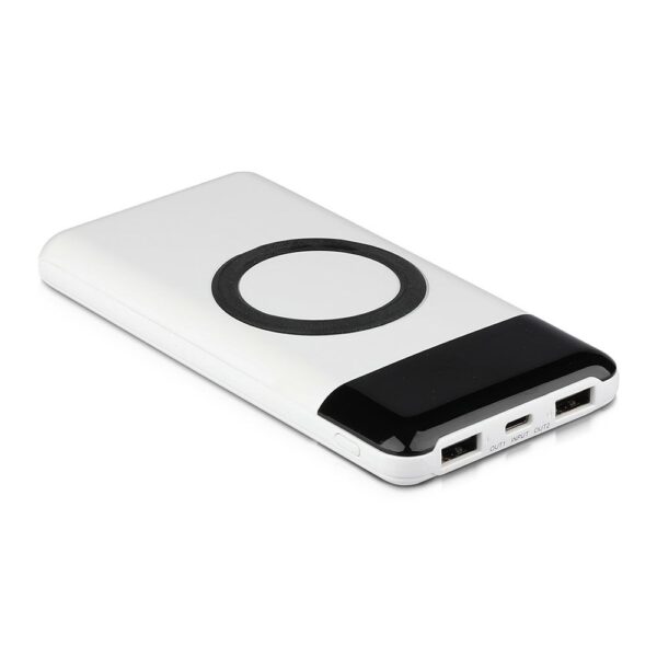 Power Bank 10000mAh, ασύρματο, λευκό σώμα με 2 θύρες USB + TYPE C και ψηφιακή οθόνη V-TAC - 8906