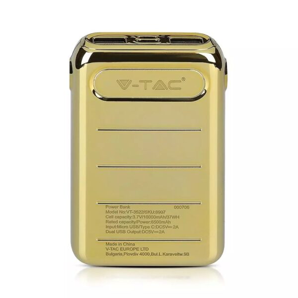 Power Bank 10000mAh Χρυσό V-TAC – 8907