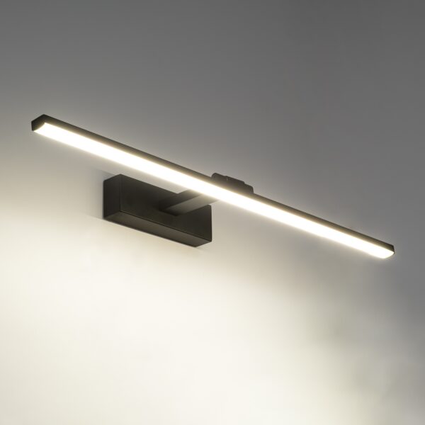 GloboStar® ELLIS 60444 Μοντέρνο Φωτιστικό Τοίχου – Απλίκα Καθρέπτη Μπάνιου – Πίνακα LED 12W 1400lm 120° AC 220-240V IP44 Μ60 x Π16 x Υ6cm – Φυσικό Λευκό 4500K – Μαύρο – 3 Years Warranty