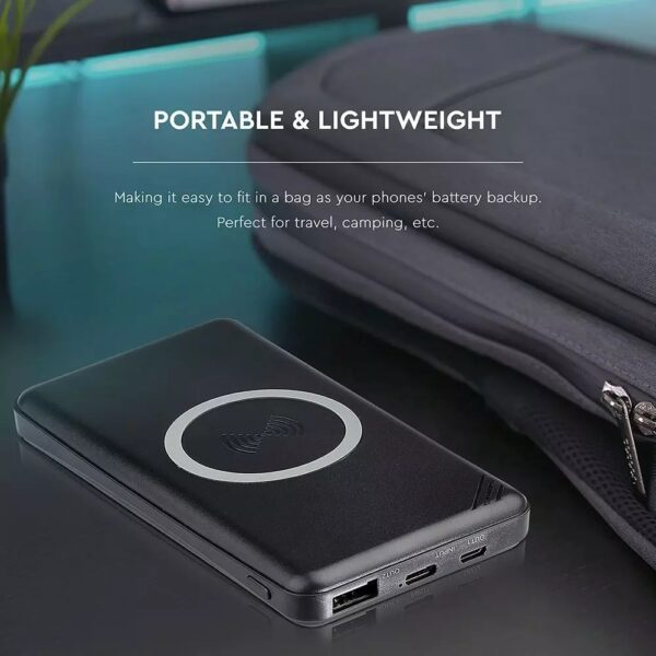 Power Bank 10000mAh, ασύρματο, μαύρο σώμα με 1 θύρα USB + TYPEC V-TAC – 8909
