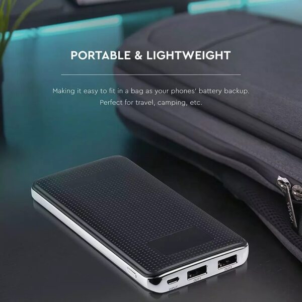 Power Bank 10000mAh με οθόνη και μαύρο σώμα με 2 θύρες USB V-TAC – 8910