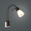 Φωτιστικό Τοίχου Πρίζας με Διακόπτη Trio Lighting 1x E14 Χρώματος Μαύρο Ματ με Λευκό Γυαλί – 891010132