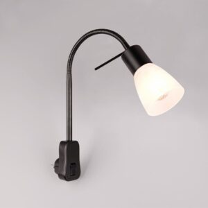 Φωτιστικό Τοίχου Πρίζας με Διακόπτη Trio Lighting 1x E14 Χρώματος Μαύρο Ματ με Λευκό Γυαλί – 891010132