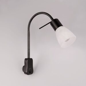 Φωτιστικό Τοίχου Πρίζας με Διακόπτη Trio Lighting 1x E14 Χρώματος Μαύρο Ματ με Λευκό Γυαλί – 891010132