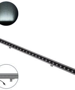 GloboStar® WASHER-FAIA 90188 Μπάρα Φωτισμού Wall Washer με Αντιθαμβωτική Γρίλια LED 24W 2400lm 15° DC 24V Αδιάβροχο IP65 L100 x W4 x H5.5cm Ψυχρό Λευκό 6000K – Ασημί – 3 Years Warranty