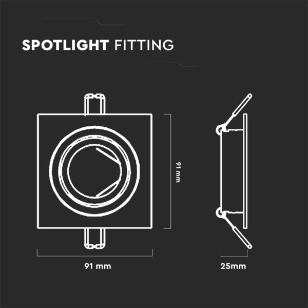 Χωνευτό φωτιστικό Spot 1xGU10 Μαύρου Χρώματος V-TAC – 8937