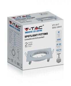 Βάση Σποτ GU10 – MR16 V-TAC Χωνευτή Τετράγωνη Λευκή 2τμχ – 8941