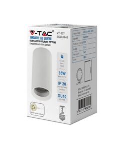 Επιφανειακή Βάση Spot GU10 με Κυλινδρικό Λευκό Σώμα 100mm V-TAC – 8948