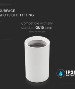 Επιφανειακή Βάση Spot GU10 με Κυλινδρικό Λευκό Σώμα 100mm V-TAC – 8948