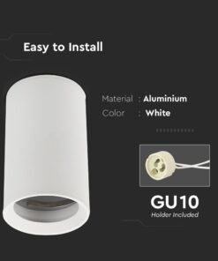 Επιφανειακή Βάση Spot GU10 με Κυλινδρικό Λευκό Σώμα 100mm V-TAC – 8948