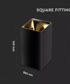 Επιφανειακό φωτιστικό Spot GU10 με τετράγωνο μαύρο και χρυσό σώμα V-TAC – 8956