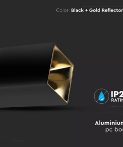 Επιφανειακό φωτιστικό Spot GU10 με τετράγωνο μαύρο και χρυσό σώμα V-TAC – 8956