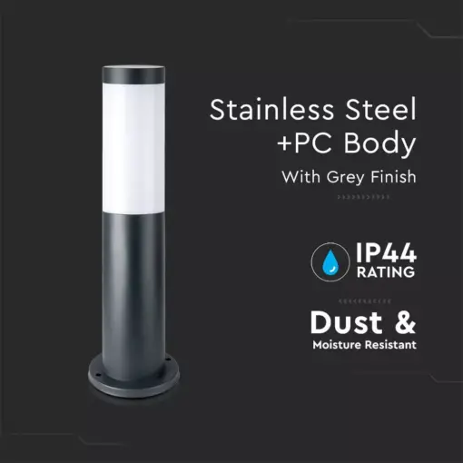 Επιδαπέδιο φωτιστικό κήπου E27 IP44 Stainless + PC με γκρι σώμα 45cm V-TAC – 8959