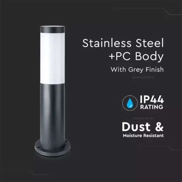 Επιδαπέδιο φωτιστικό κήπου E27 IP44 Stainless + PC με γκρι σώμα 45cm V-TAC – 8959