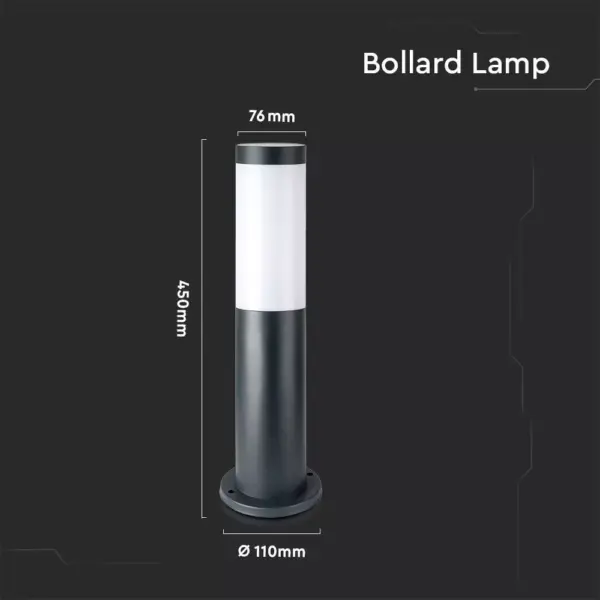 Επιδαπέδιο φωτιστικό κήπου E27 IP44 Stainless + PC με γκρι σώμα 45cm V-TAC – 8959