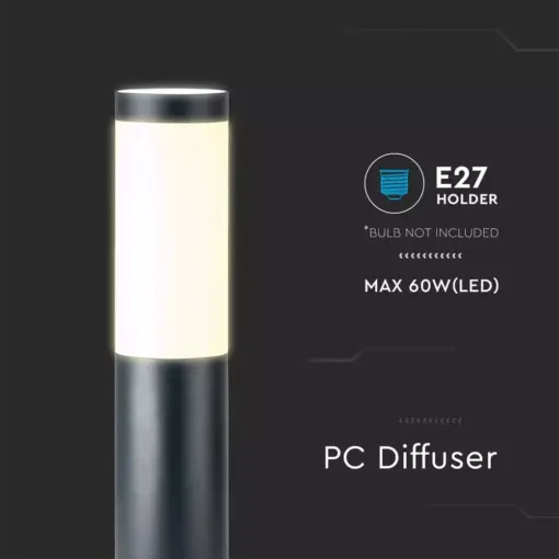 Επιδαπέδιο φωτιστικό κήπου E27 IP44 Stainless + PC με γκρι σώμα 45cm V-TAC – 8959