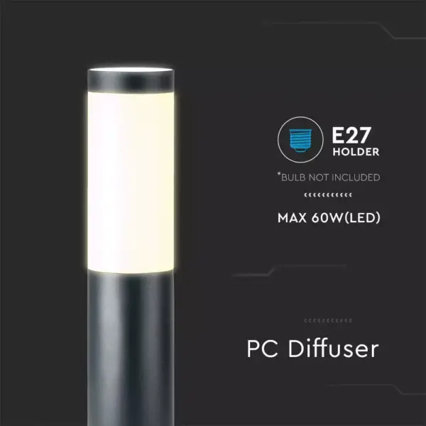 Επιδαπέδιο φωτιστικό κήπου E27 IP44 Stainless + PC με γκρι σώμα 45cm V-TAC – 8959