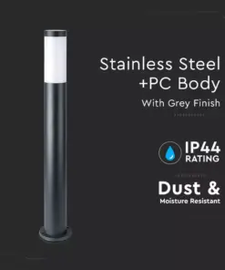 Επιδαπέδιο φωτιστικό κήπου E27 IP44 Stainless + PC με γκρι σώμα 80cm V-TAC – 8961