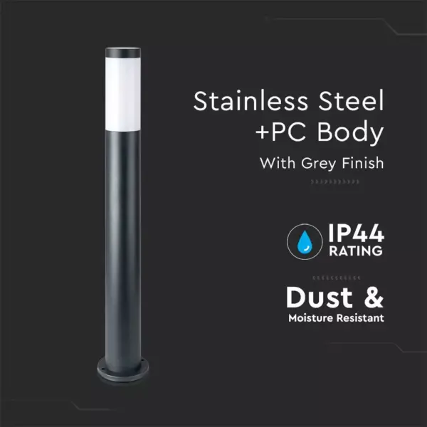 Επιδαπέδιο φωτιστικό κήπου E27 IP44 Stainless + PC με γκρι σώμα 80cm V-TAC – 8961