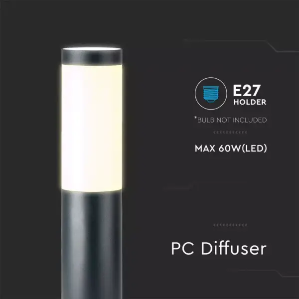 Επιδαπέδιο φωτιστικό κήπου E27 IP44 Stainless + PC με γκρι σώμα 80cm V-TAC – 8961