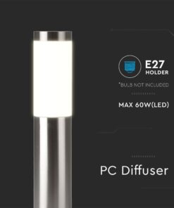 Φωτιστικό Κήπου Κολωνάκι E27 IP44 Σατεν Νίκελ 110cm V-TAC – 8962