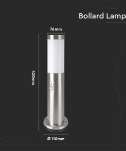 Φωτιστικό Κήπου Κολωνάκι E27 με Ανιχνευτή Κίνησης IP44 Σατεν Νίκελ 45cm V-TAC – 8964