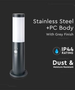 Φωτιστικό Κήπου Κολωνάκι E27 με Ανιχνευτή Κίνησης IP44 Γκρι 45cm V-TAC – 8965