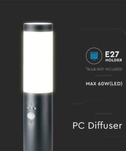 Φωτιστικό Κήπου Κολωνάκι E27 με Ανιχνευτή Κίνησης IP44 Γκρι 45cm V-TAC – 8965