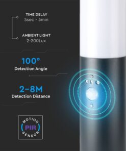 Φωτιστικό Κήπου Κολωνάκι E27 με Ανιχνευτή Κίνησης IP44 Γκρι 45cm V-TAC – 8965