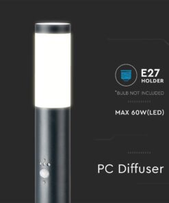 Φωτιστικό Κήπου Κολωνάκι E27 με Ανιχνευτή Κίνησης IP44 Γκρι 80cm V-TAC – 8966