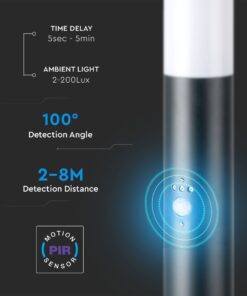 Φωτιστικό Κήπου Κολωνάκι E27 με Ανιχνευτή Κίνησης IP44 Γκρι 110cm V-TAC – 8968