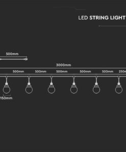 Καλώδιο Γιρλάντα 3m Μαύρο με 6 Ντουί E27 Αδιάβροχο IP65 V-TAC – 8971