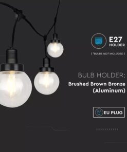 Καλώδιο Γιρλάντα 3m Μαύρο με 6 Ντουί E27 Αδιάβροχο IP65 V-TAC – 8971