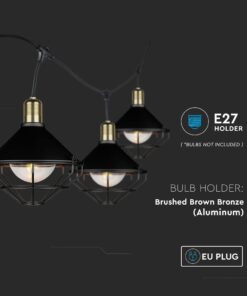 Καλώδιο Γιρλάντα 3m Μαύρο με 6 Ντουί E27 Αδιάβροχο IP65 V-TAC – 8974