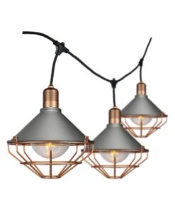 Καλώδιο Γιρλάντα 3m Μαύρο με 6 Ντουί E27 Γκρι και Ροζ Χαλκό Αδιάβροχο IP65 V-TAC – 8975