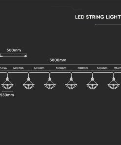 Καλώδιο Γιρλάντα 3m Μαύρο με 6 Ντουί E27 Γκρι και Ροζ Χαλκό Αδιάβροχο IP65 V-TAC – 8975