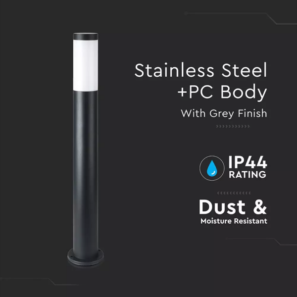 Επιδαπέδιο φωτιστικό κήπου E27 IP44 Stainless + PC με Μαύρο σώμα 80cm V-TAC – 8978